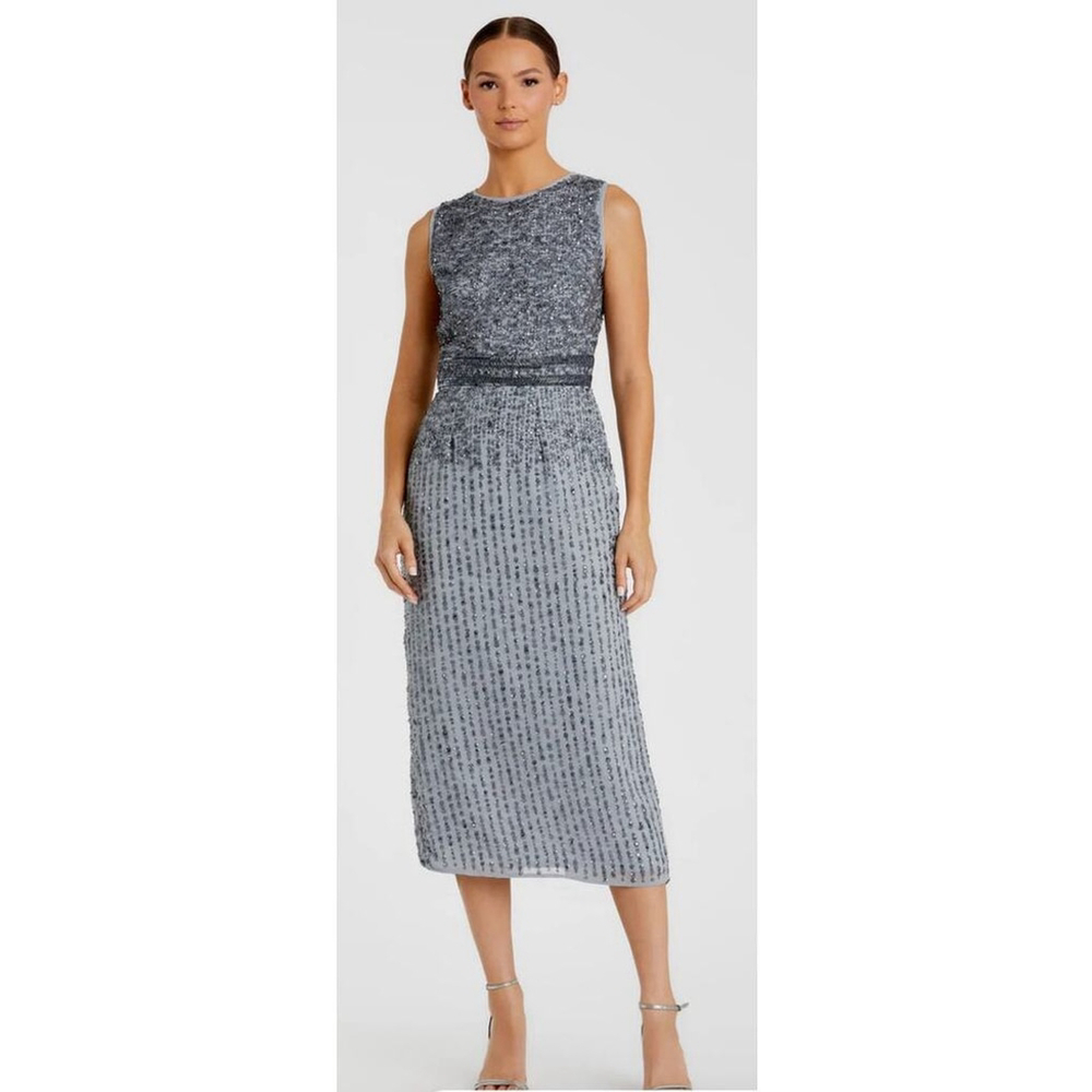NWT Mac Duggal Sequin Crystal Embellished Sheath Dress SZ 10